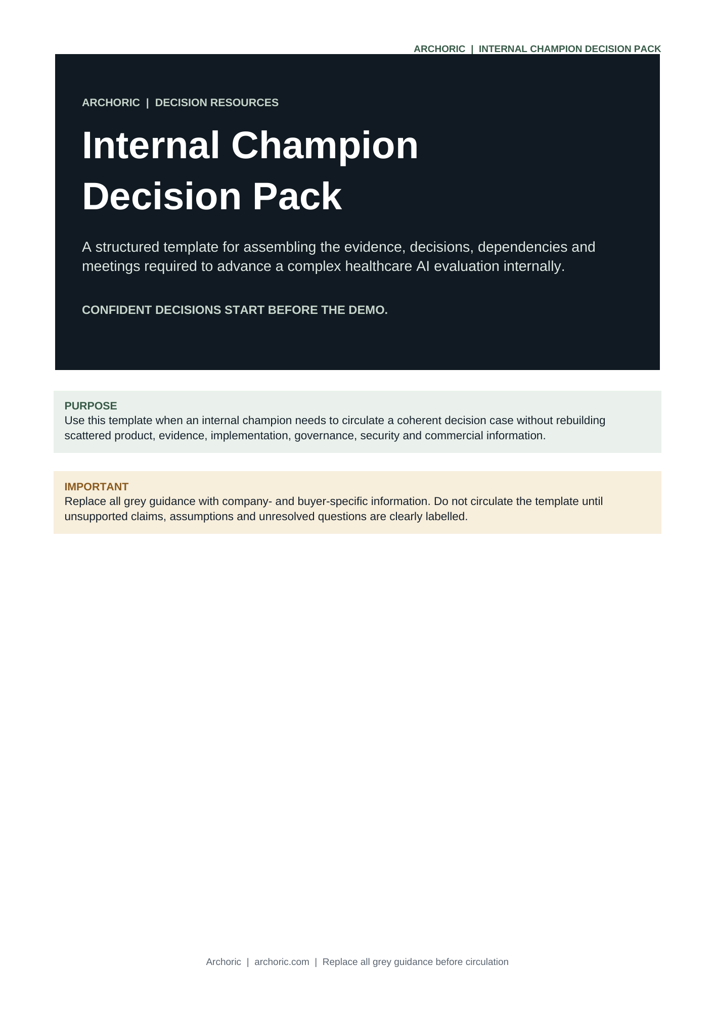 Internal Champion Decision Pack cover preview